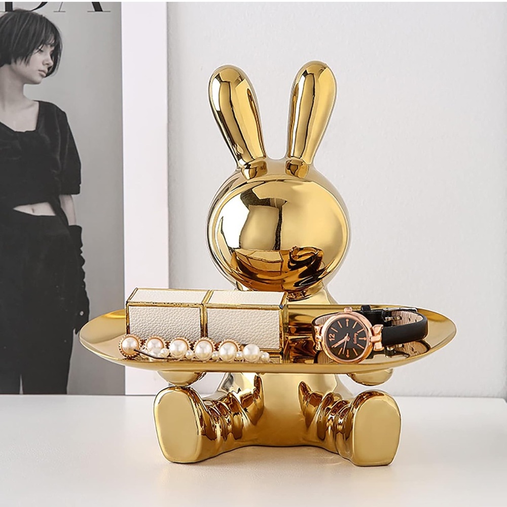 Title: 🐰 Rabbit Sculpture Key Tray – Gold - Picture 6 of 8